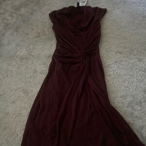 NWT Kenneth Cole wool burgundy cowl neck twist dress